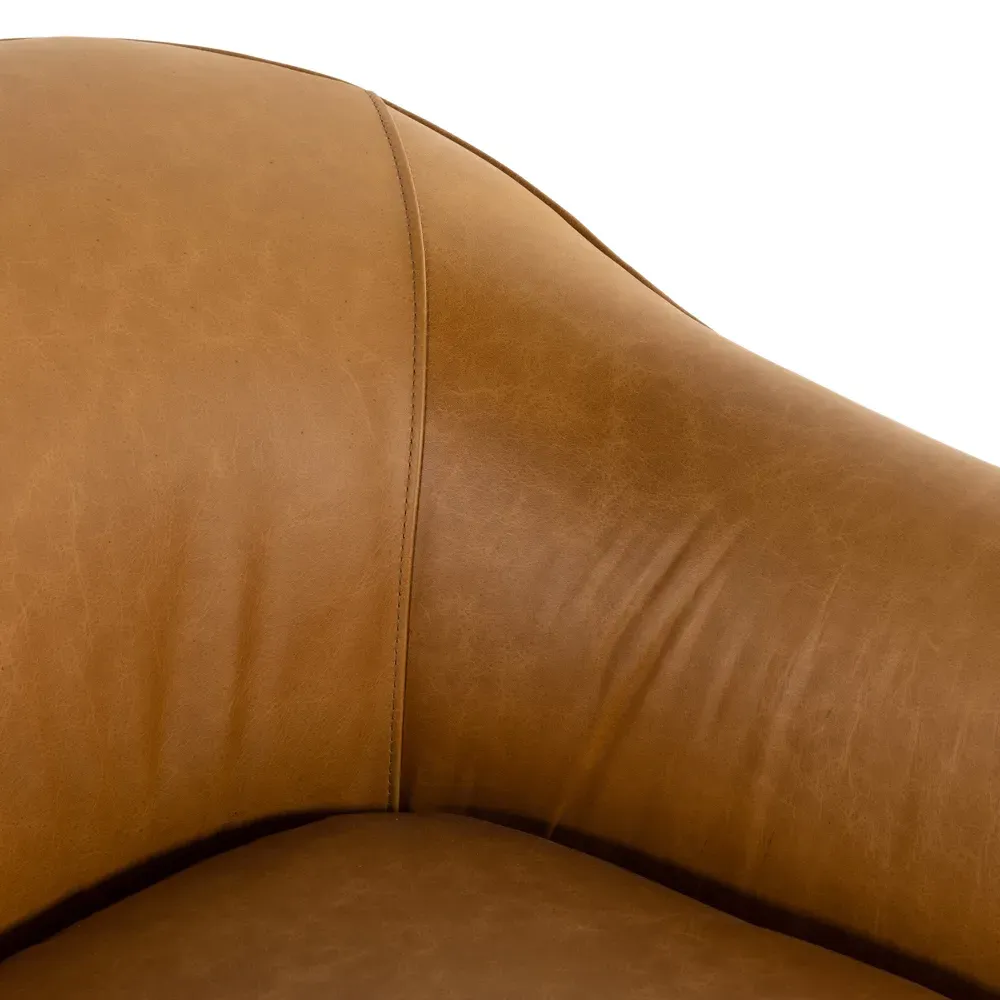 Nalini Swivel Barrel Chair - Camel Brown, Leather