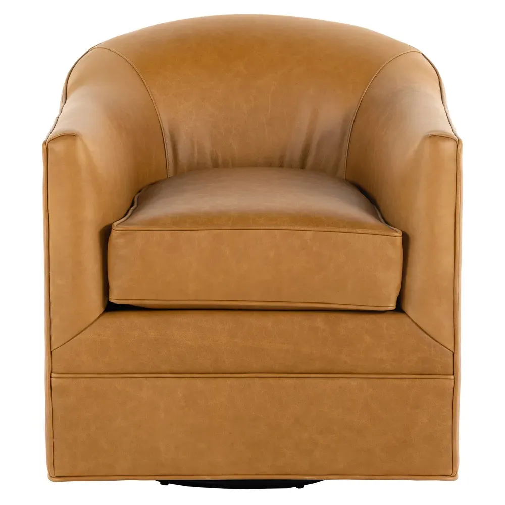 Nalini Swivel Barrel Chair - Camel Brown, Leather image