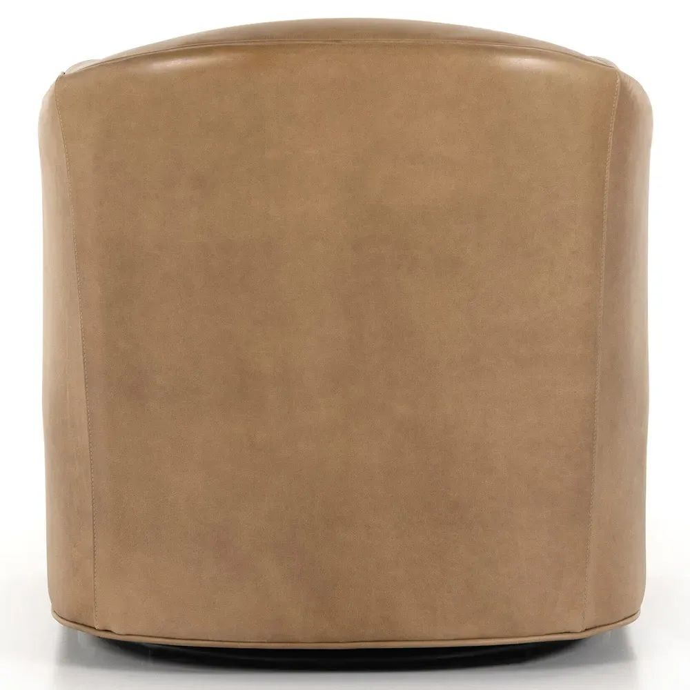 Nalini Swivel Barrel Chair - Taupe, Leather