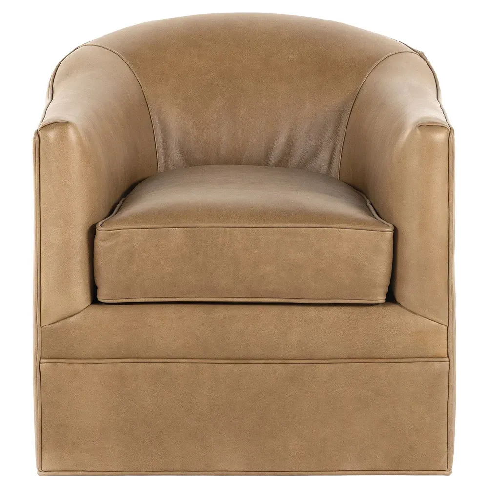 Nalini Swivel Barrel Chair - Taupe, Leather image