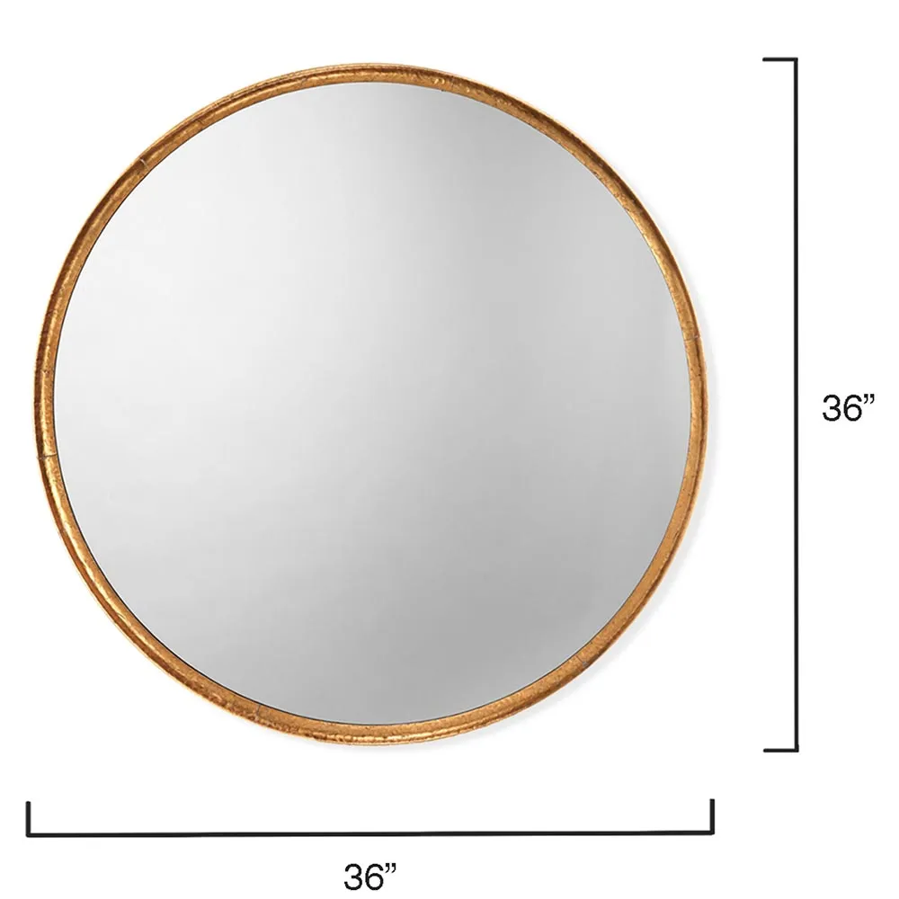Nancy Round Wall Mirror - Gold Leaf, Iron