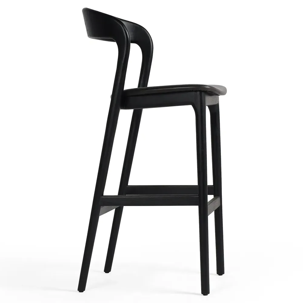 Nanda Bar Stool - Black, Leather