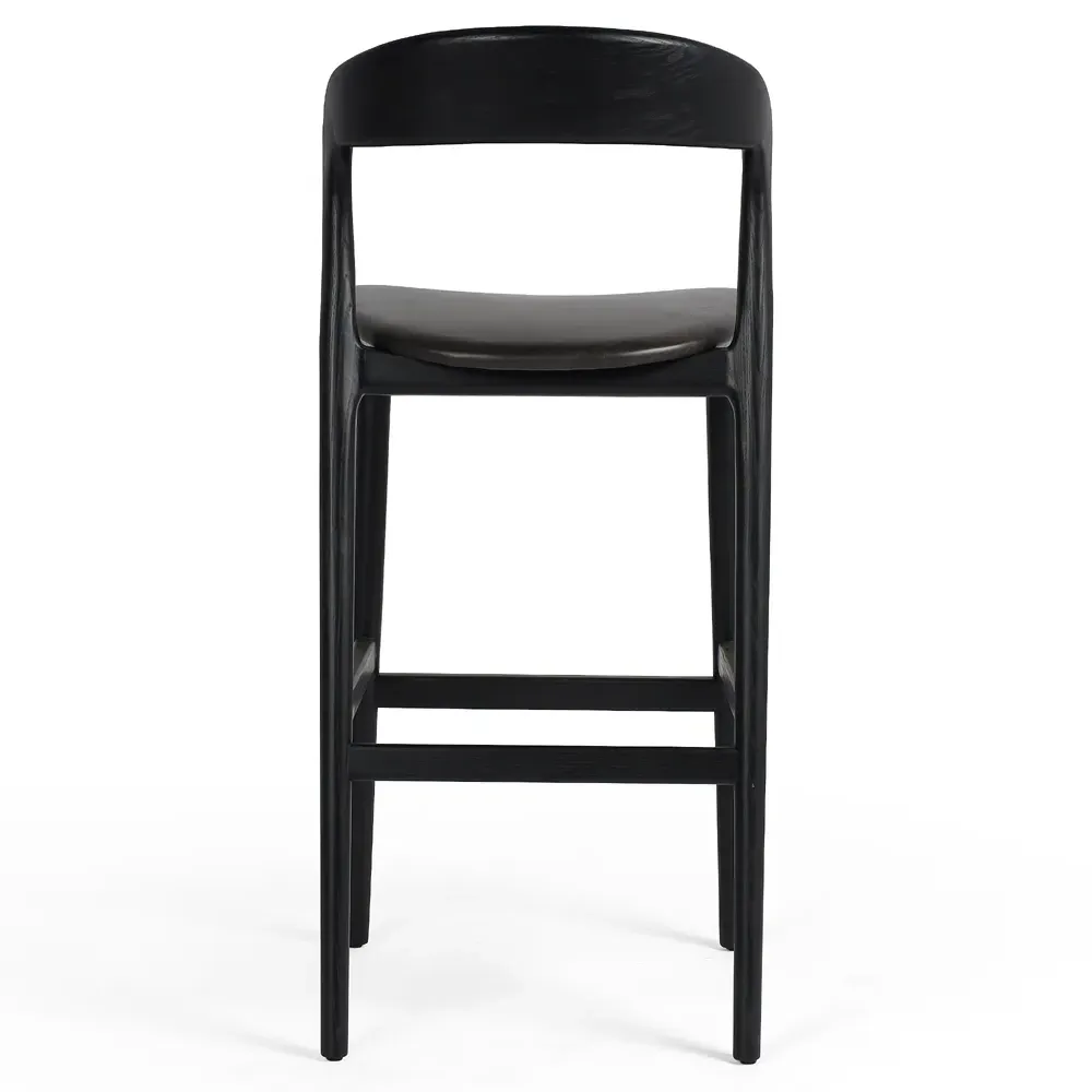 Nanda Bar Stool - Black, Leather