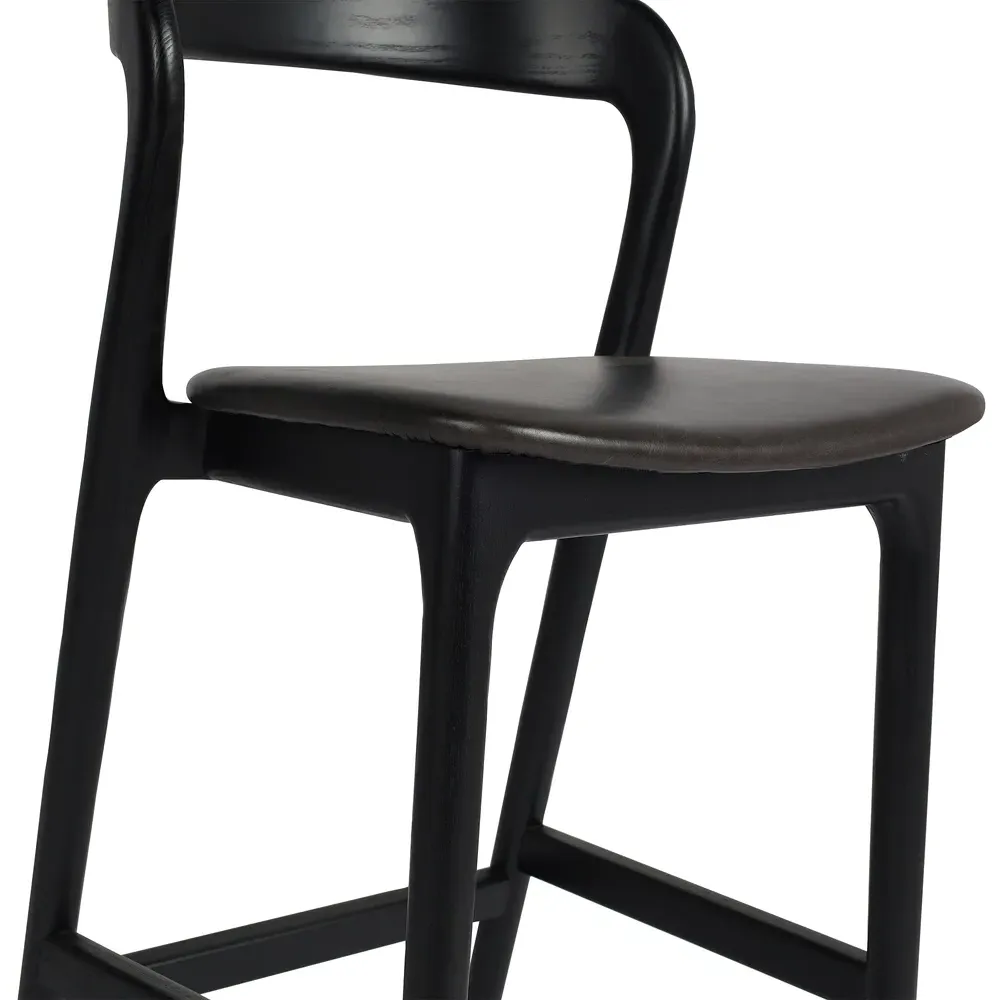 Nanda Bar Stool - Black, Leather