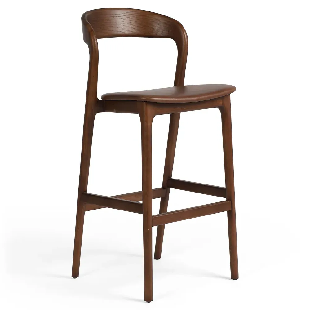 Nanda Bar Stool - Brown, Leather