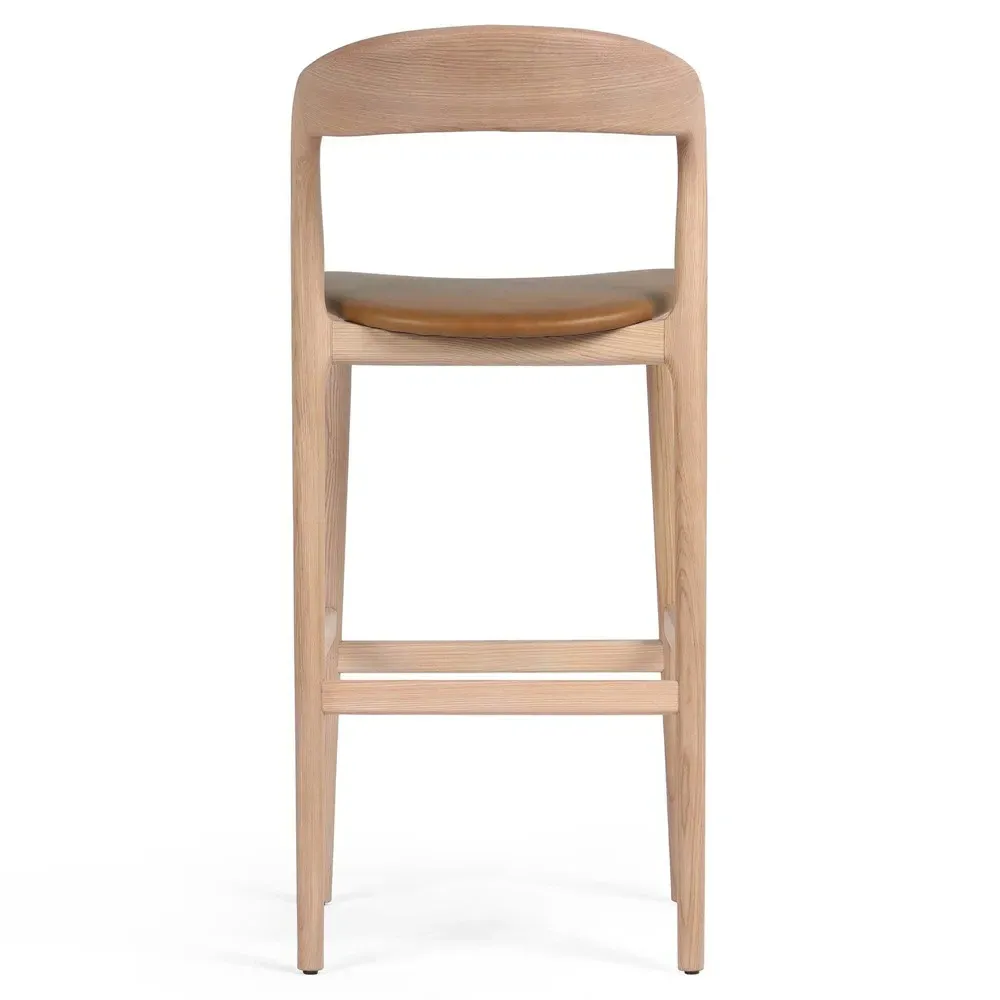 Nanda Bar Stool - Brown, Leather