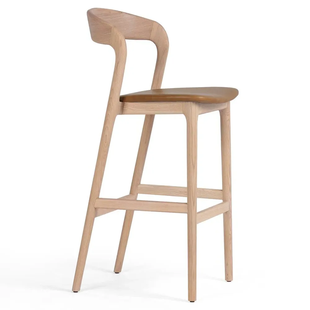 Nanda Bar Stool - Brown, Leather