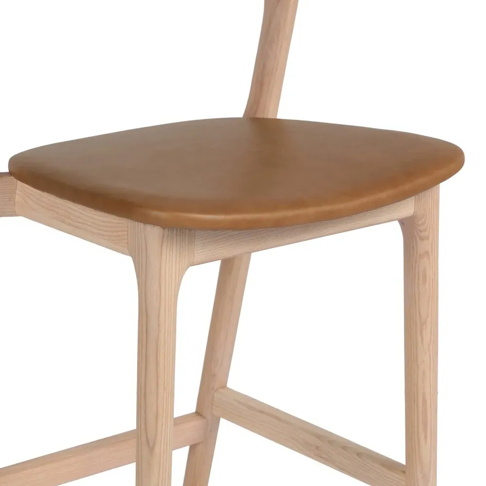Nanda Bar Stool - Brown, Leather