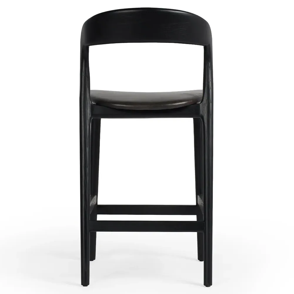Nanda Counter Stool - Black, Leather