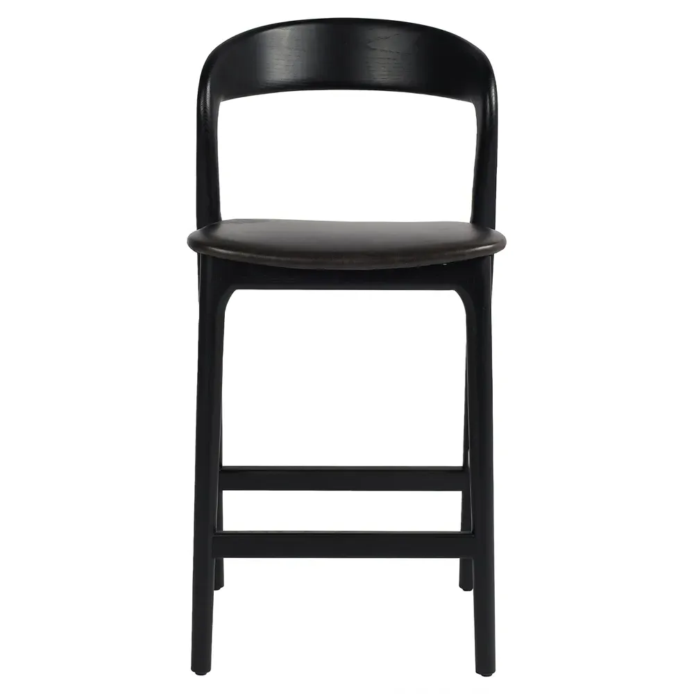 Nanda Counter Stool - Black, Leather