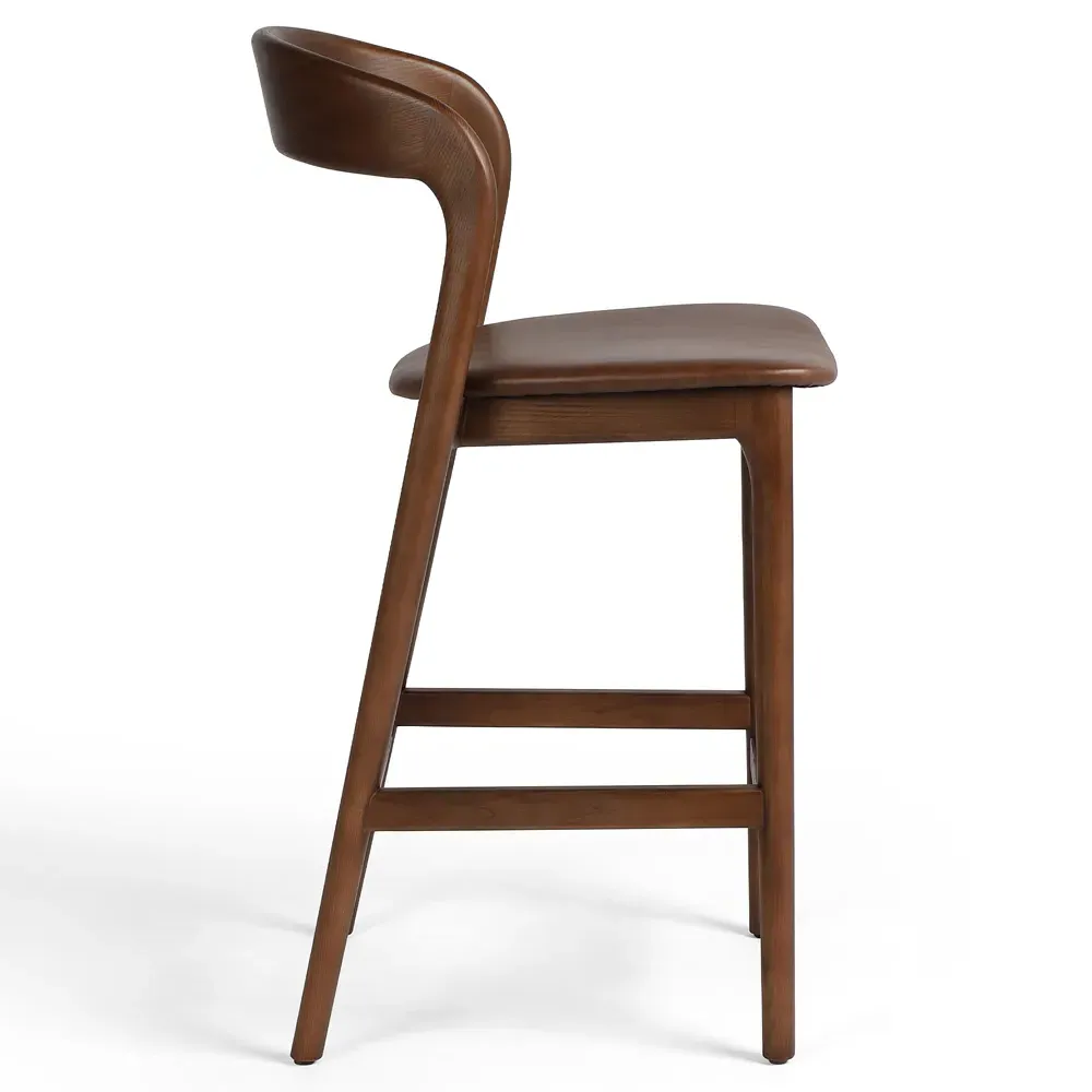 Nanda Counter Stool - Brown, Leather