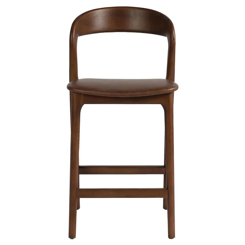 Nanda Counter Stool - Brown, Leather