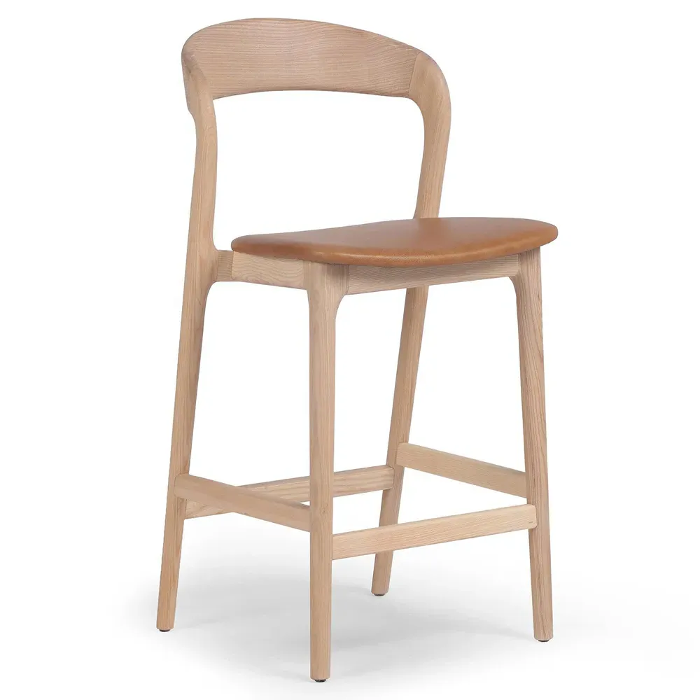 Nanda Counter Stool - Tan, Ash Wood