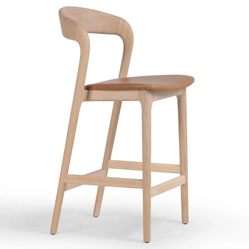 Nanda Counter Stool - Tan, Ash Wood
