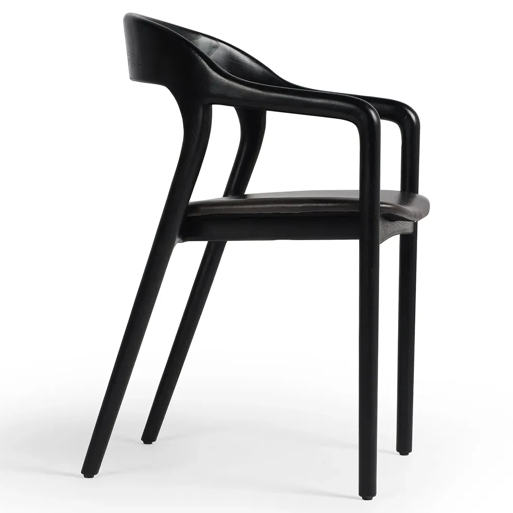 Nanda Dining Arm Chair - Black, Leather