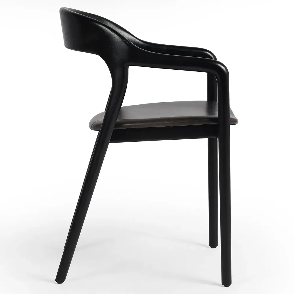 Nanda Dining Arm Chair - Black, Leather