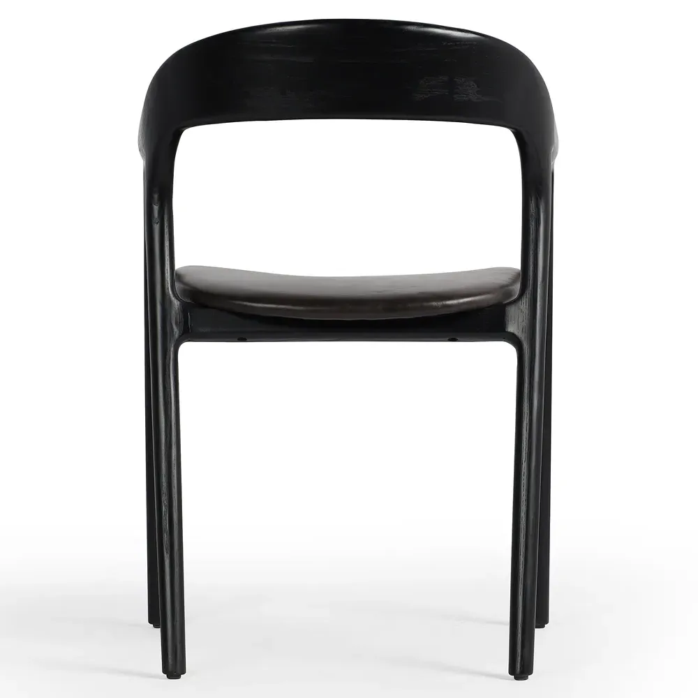 Nanda Dining Arm Chair - Black, Leather