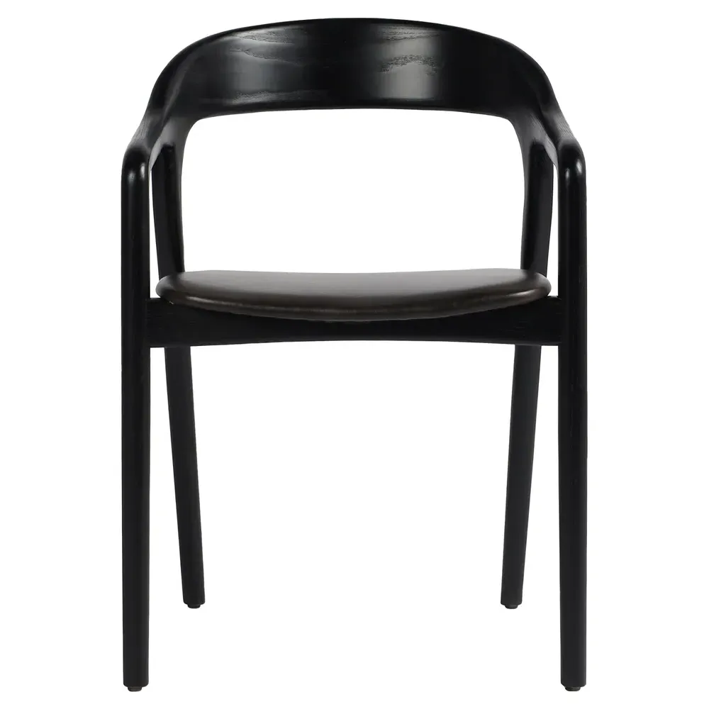Nanda Dining Arm Chair - Black, Leather