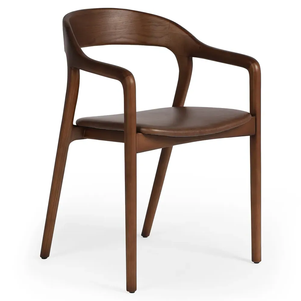Nanda Dining Arm Chair - Brown, Leather