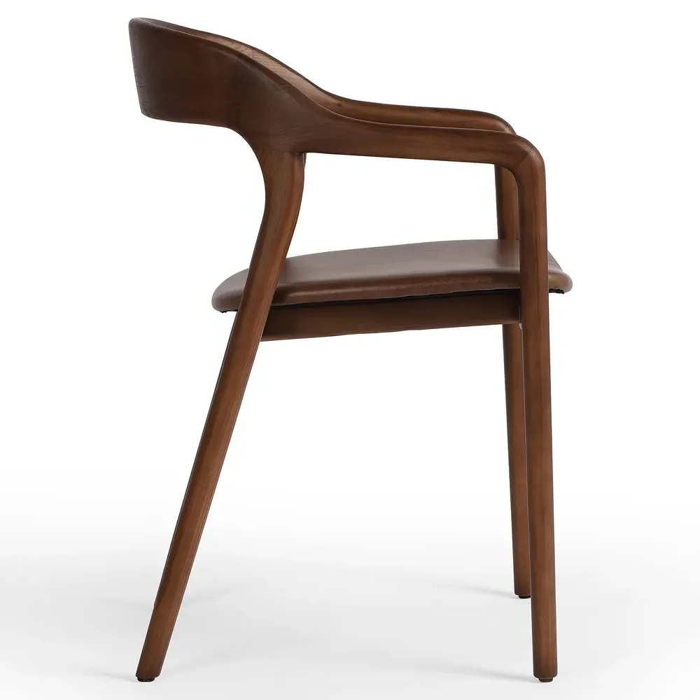 Nanda Dining Arm Chair - Brown, Leather