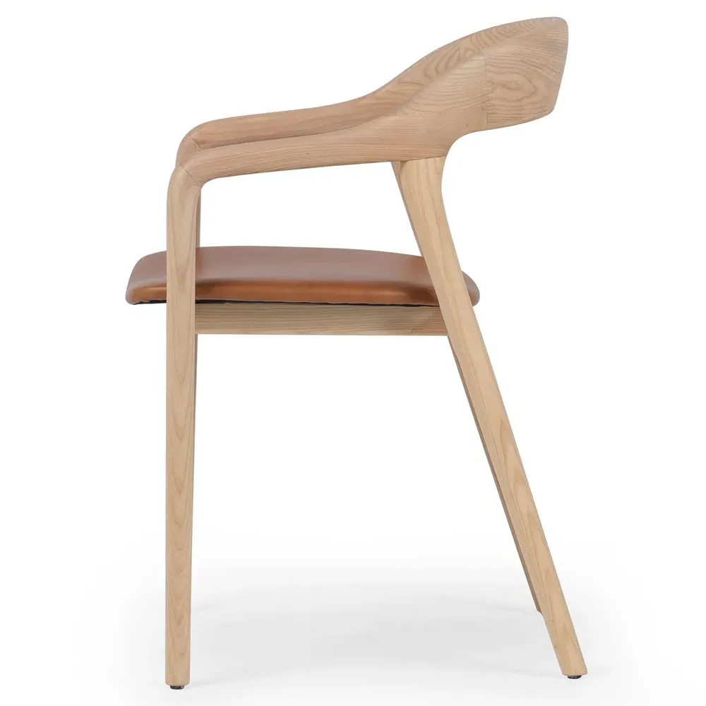 Nanda Dining Arm Chair - Brown, Leather