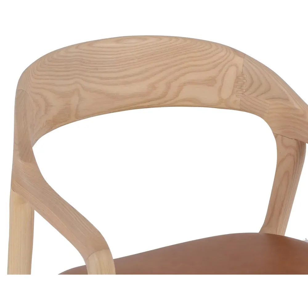 Nanda Dining Arm Chair - Brown, Leather