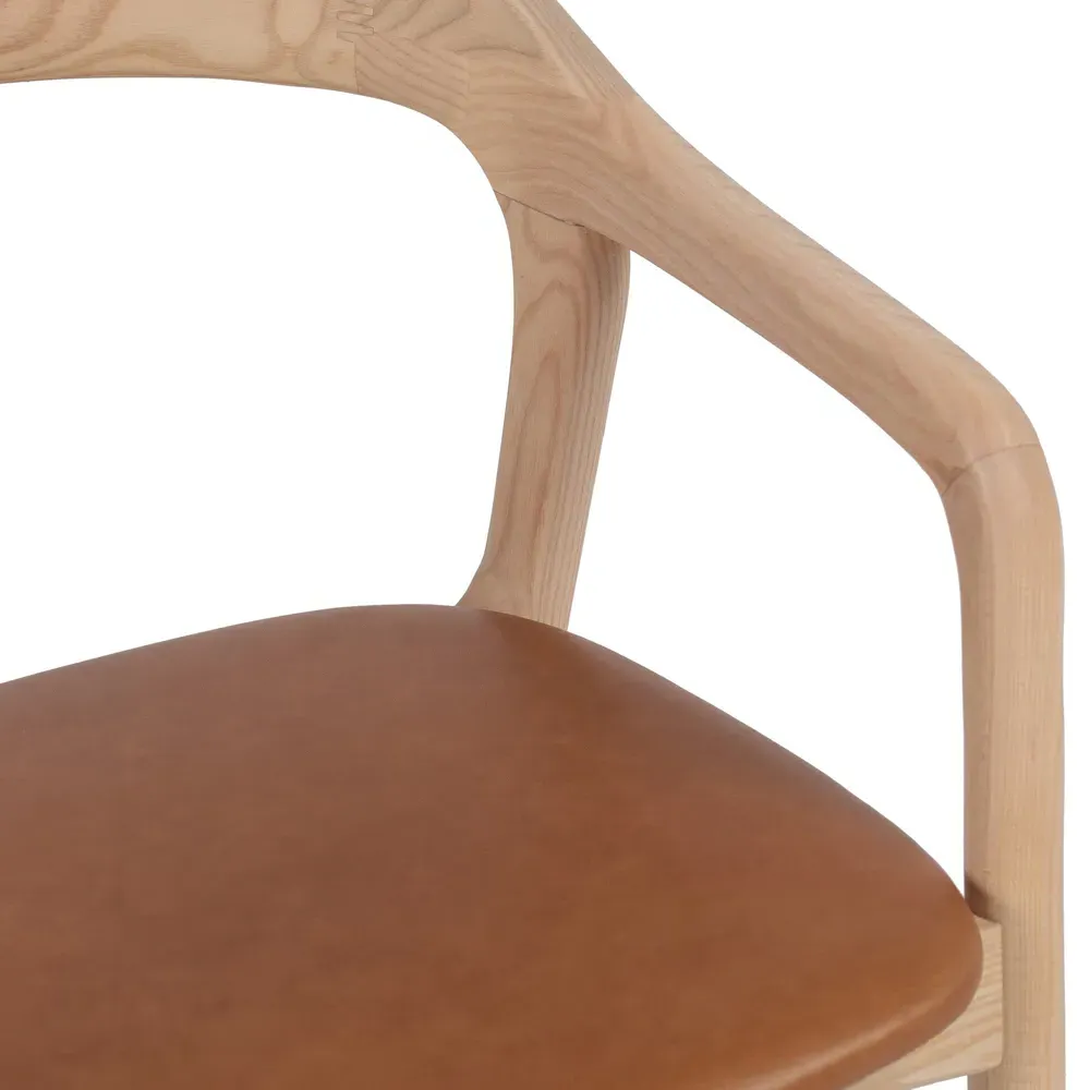 Nanda Dining Arm Chair - Brown, Leather