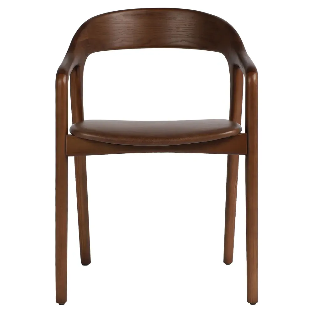 Nanda Dining Arm Chair - Brown, Leather