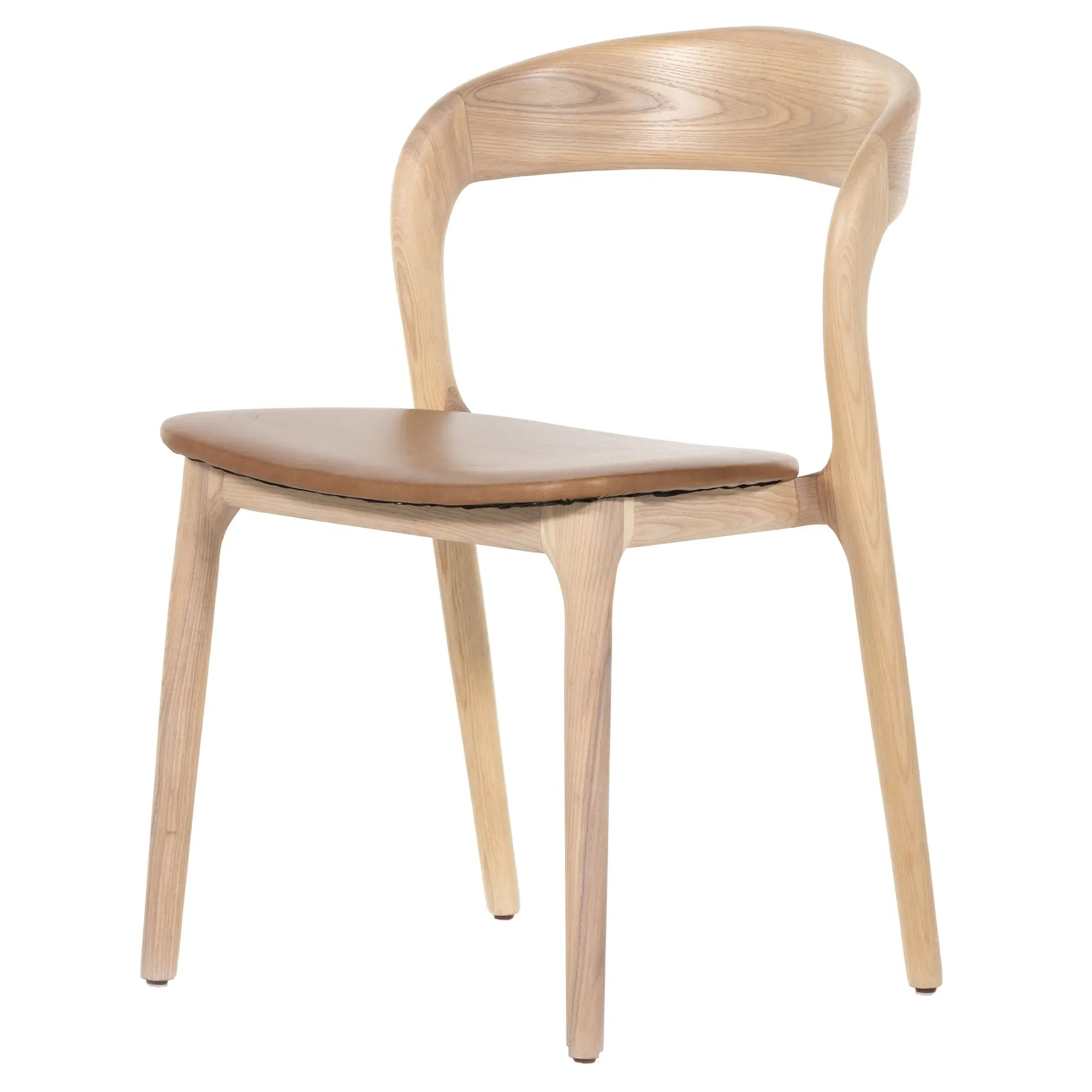 Nanda Dining Side Chair - Beige, Leather