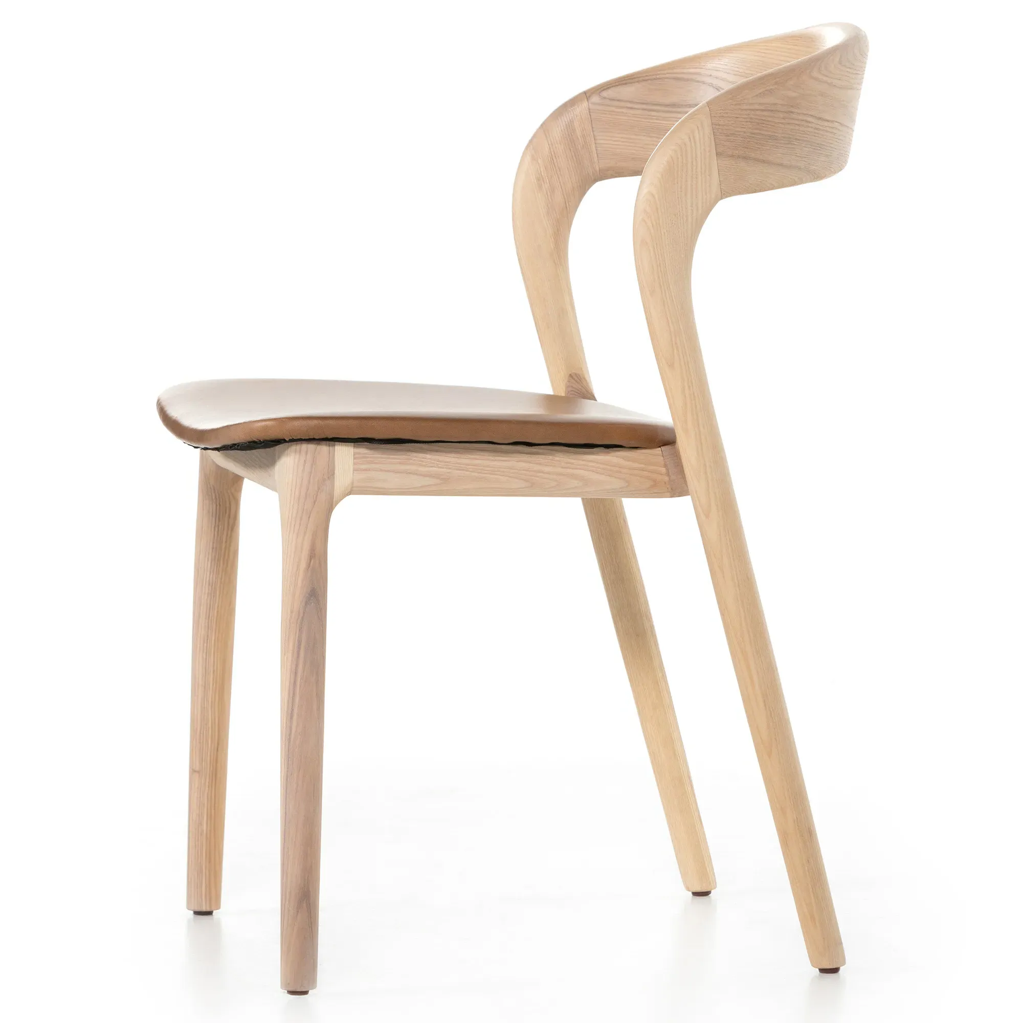 Nanda Dining Side Chair - Beige, Leather