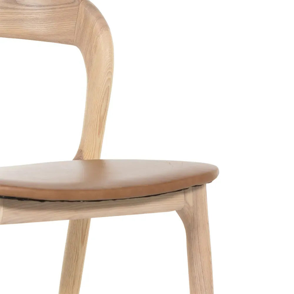 Nanda Dining Side Chair - Beige, Leather