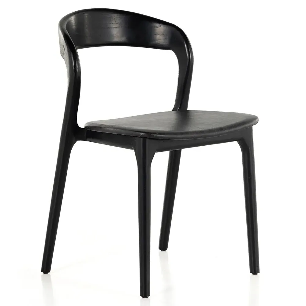 Nanda Dining Side Chair - Black, Leather