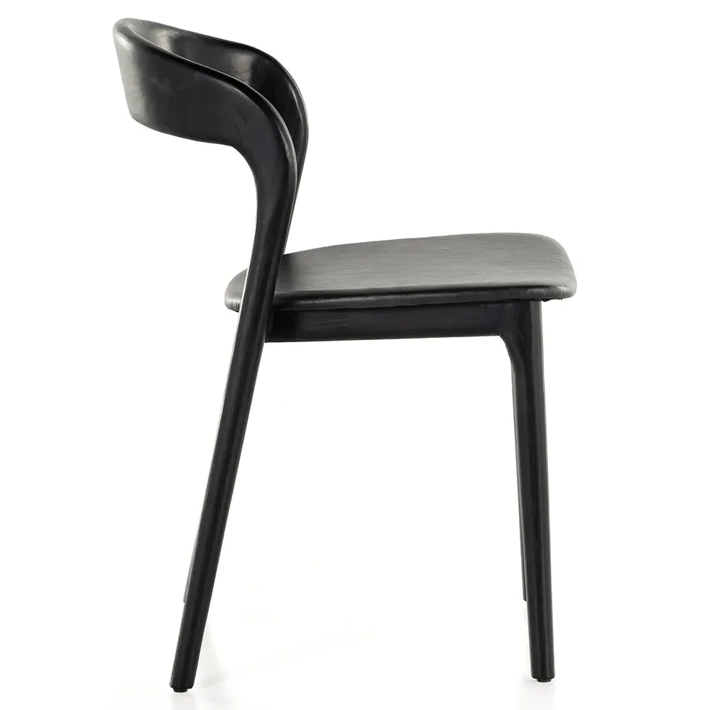 Nanda Dining Side Chair - Black, Leather