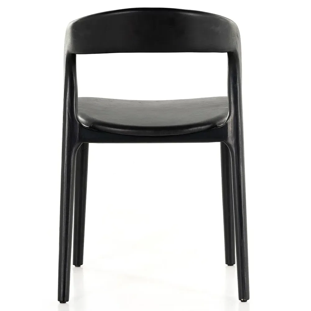 Nanda Dining Side Chair - Black, Leather