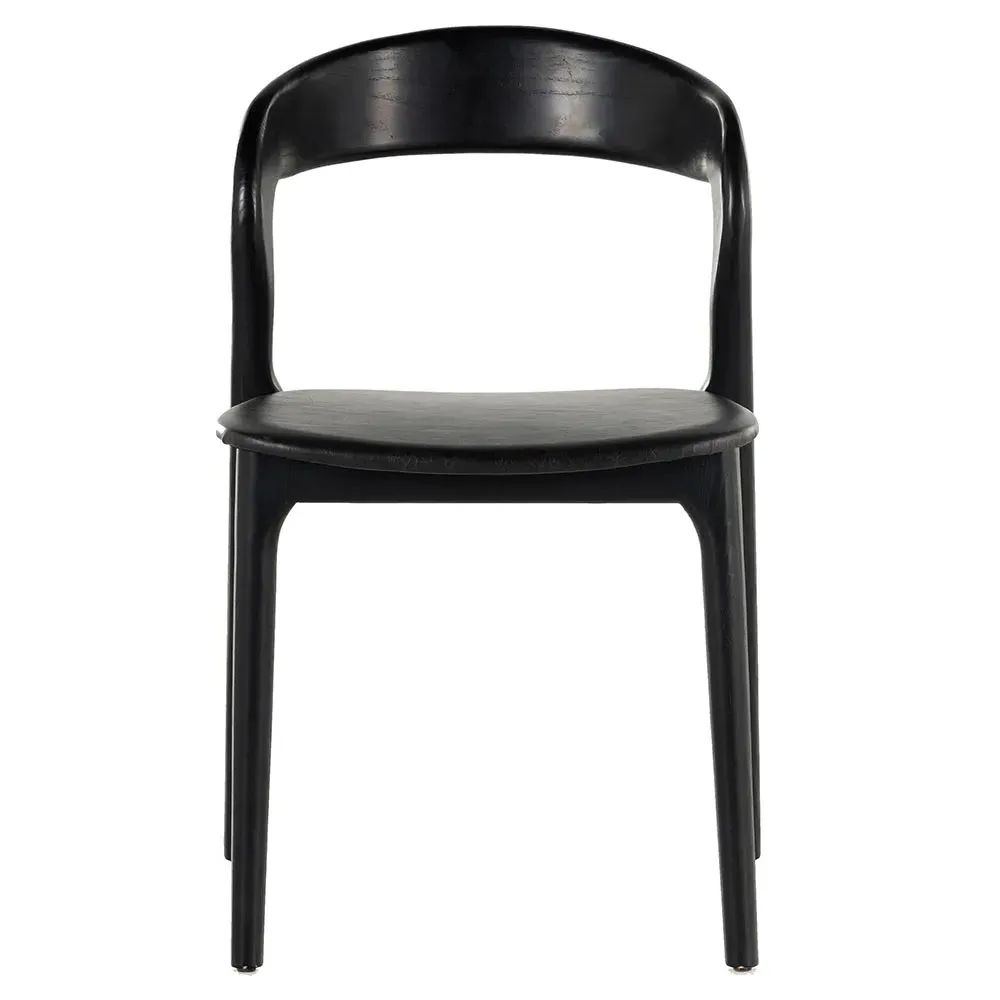 Nanda Dining Side Chair - Black, Leather