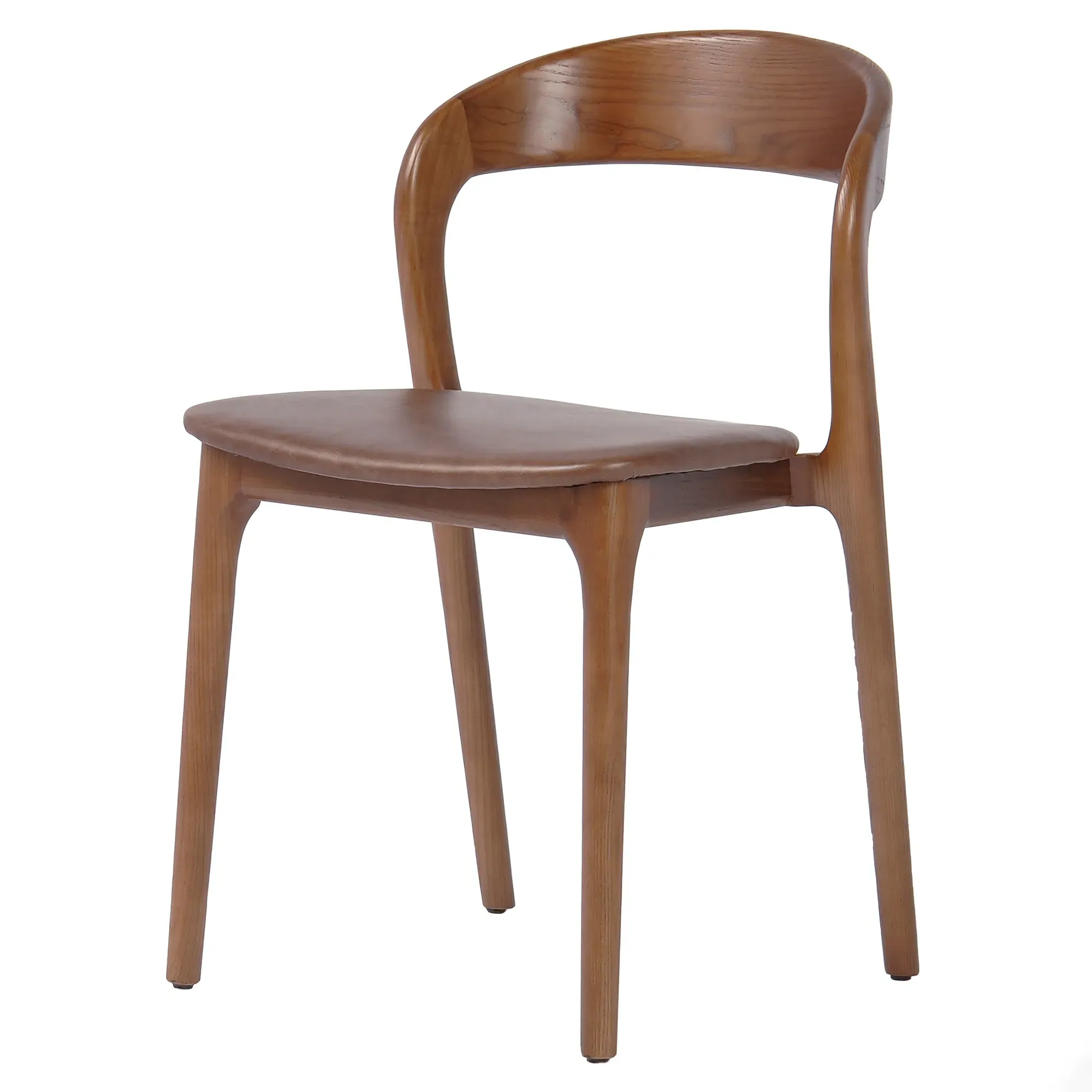 Nanda Dining Side Chair - Brown, Leather