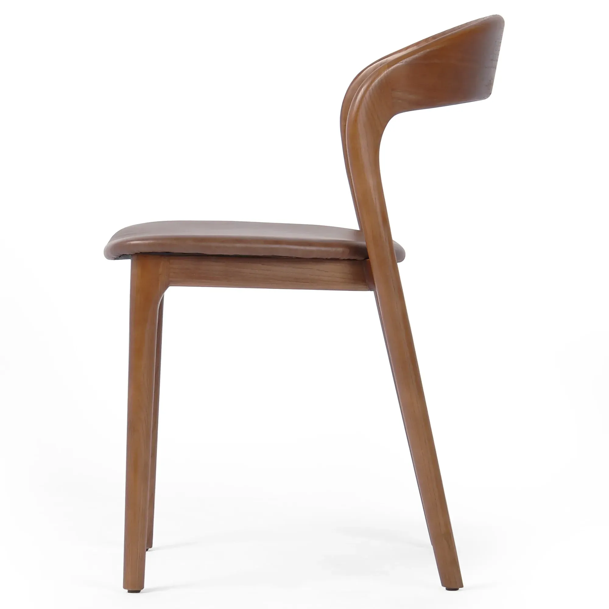 Nanda Dining Side Chair - Brown, Leather