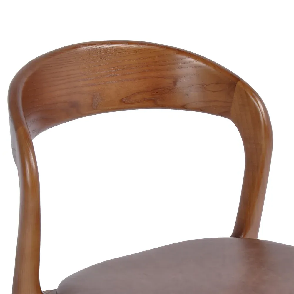 Nanda Dining Side Chair - Brown, Leather