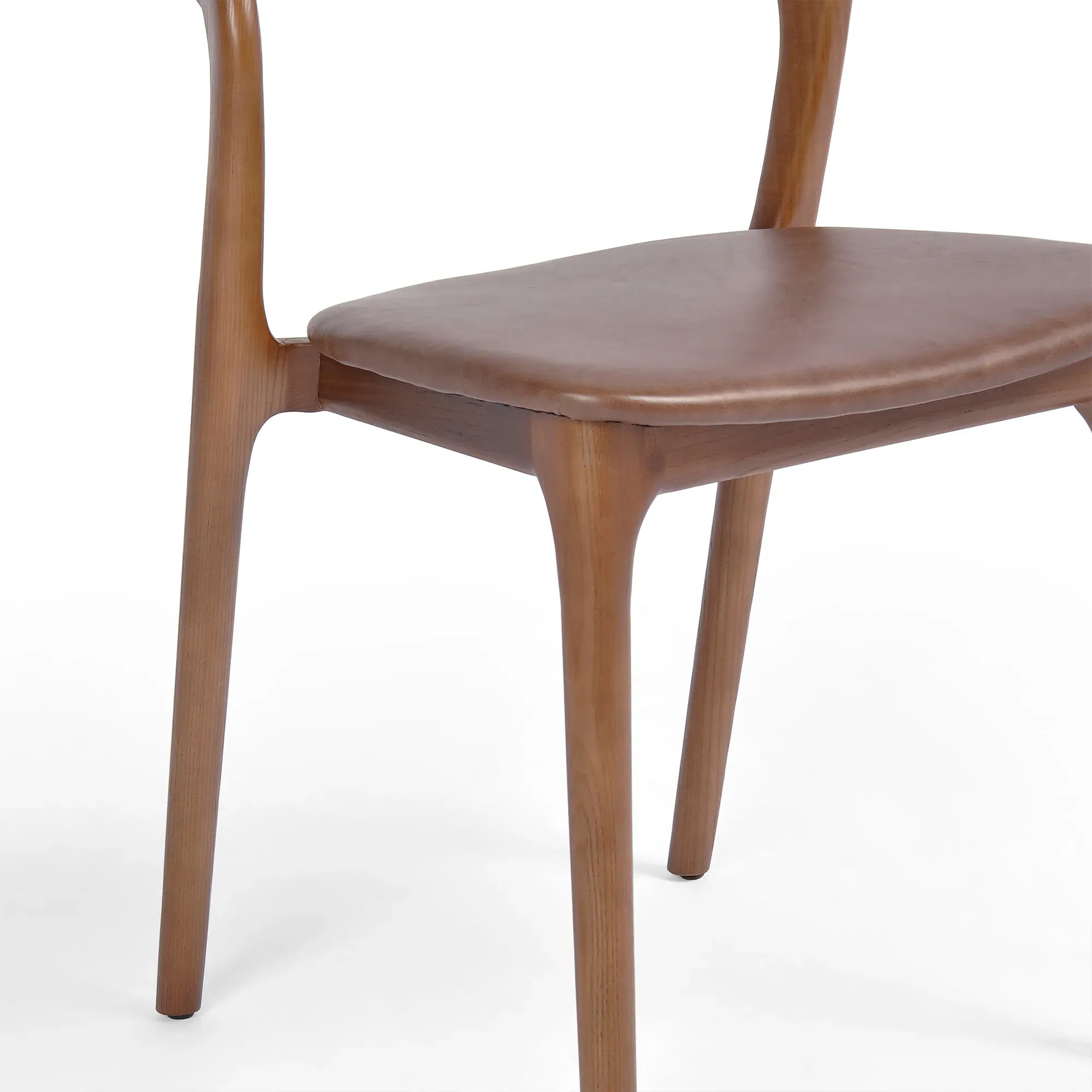 Nanda Dining Side Chair - Brown, Leather