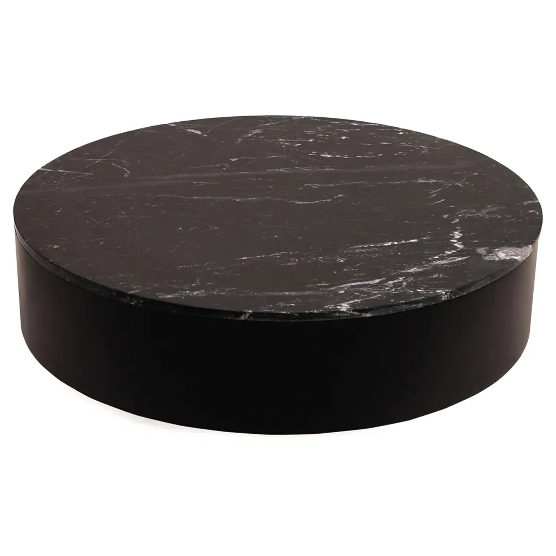 Nanna Round Drum Coffee Table - Black, Marble