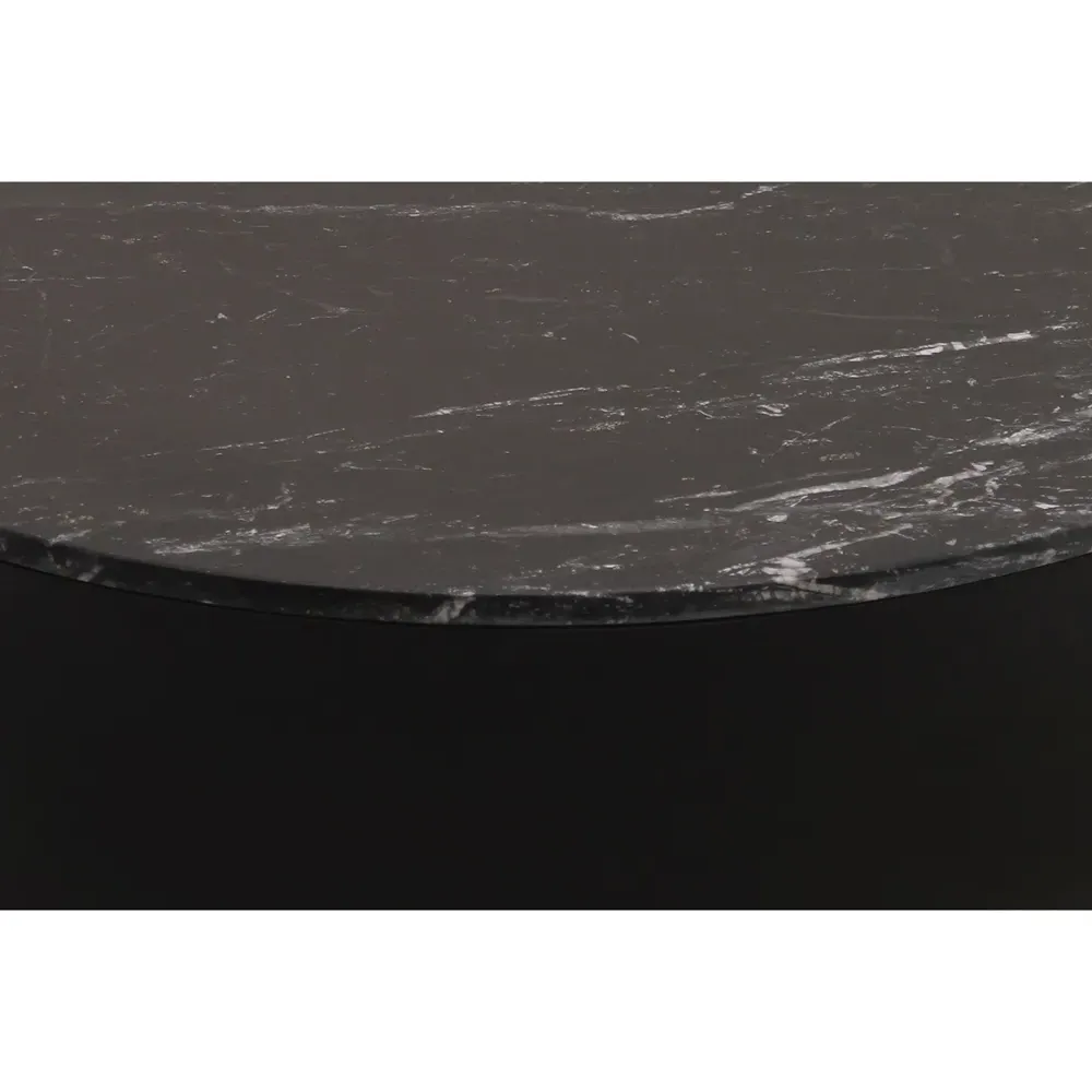 Nanna Round Drum Coffee Table - Black, Marble