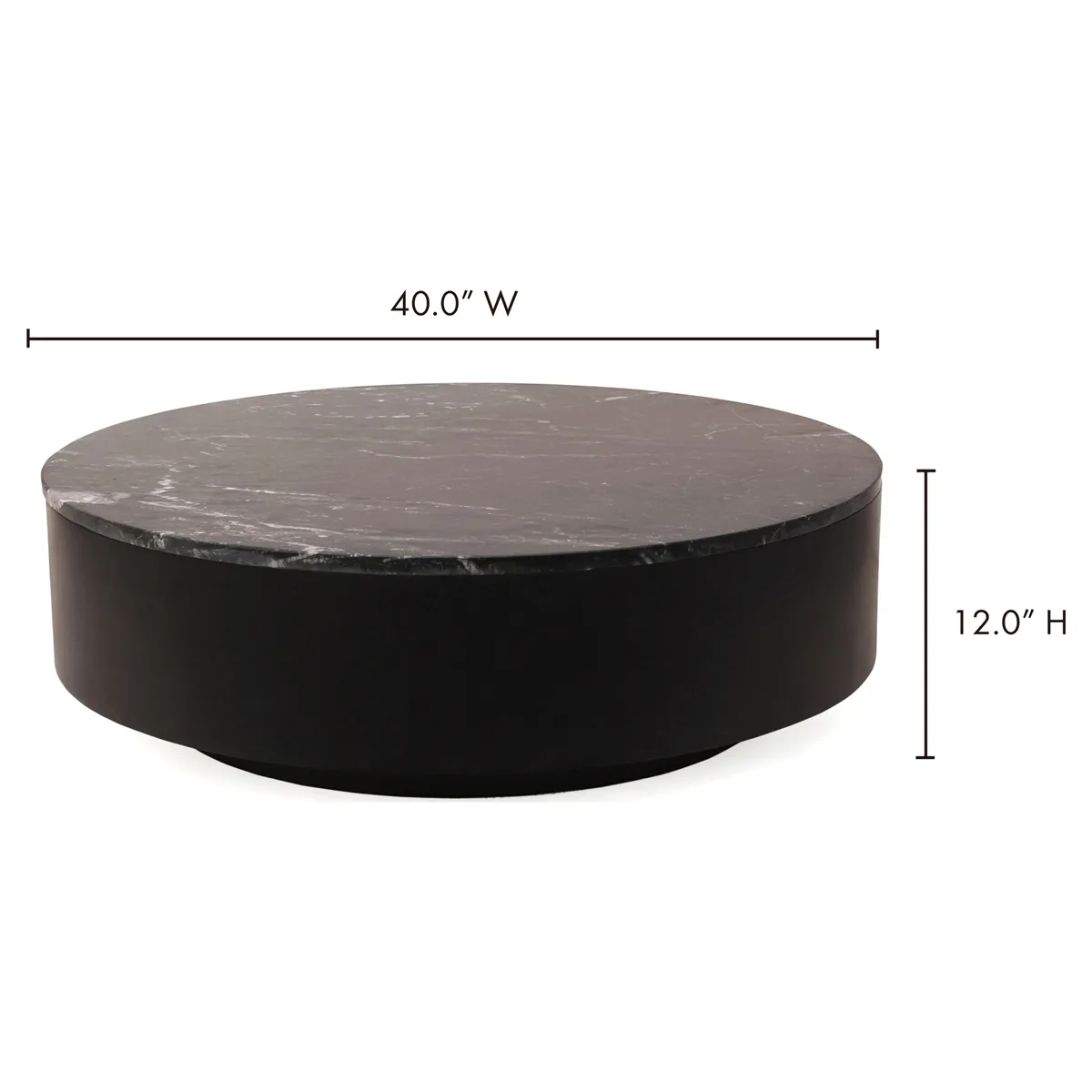 Nanna Round Drum Coffee Table - Black, Marble