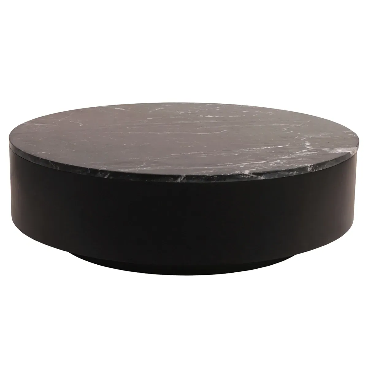 Nanna Round Drum Coffee Table - Black, Marble