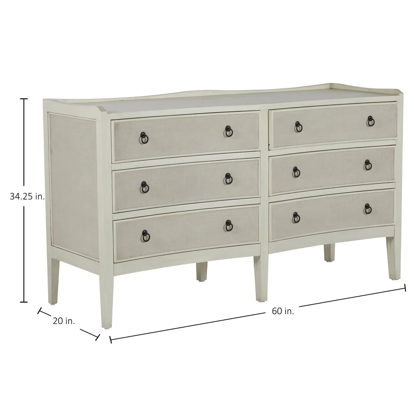 Naomi Double Dresser - Antique Cream, Mahogany
