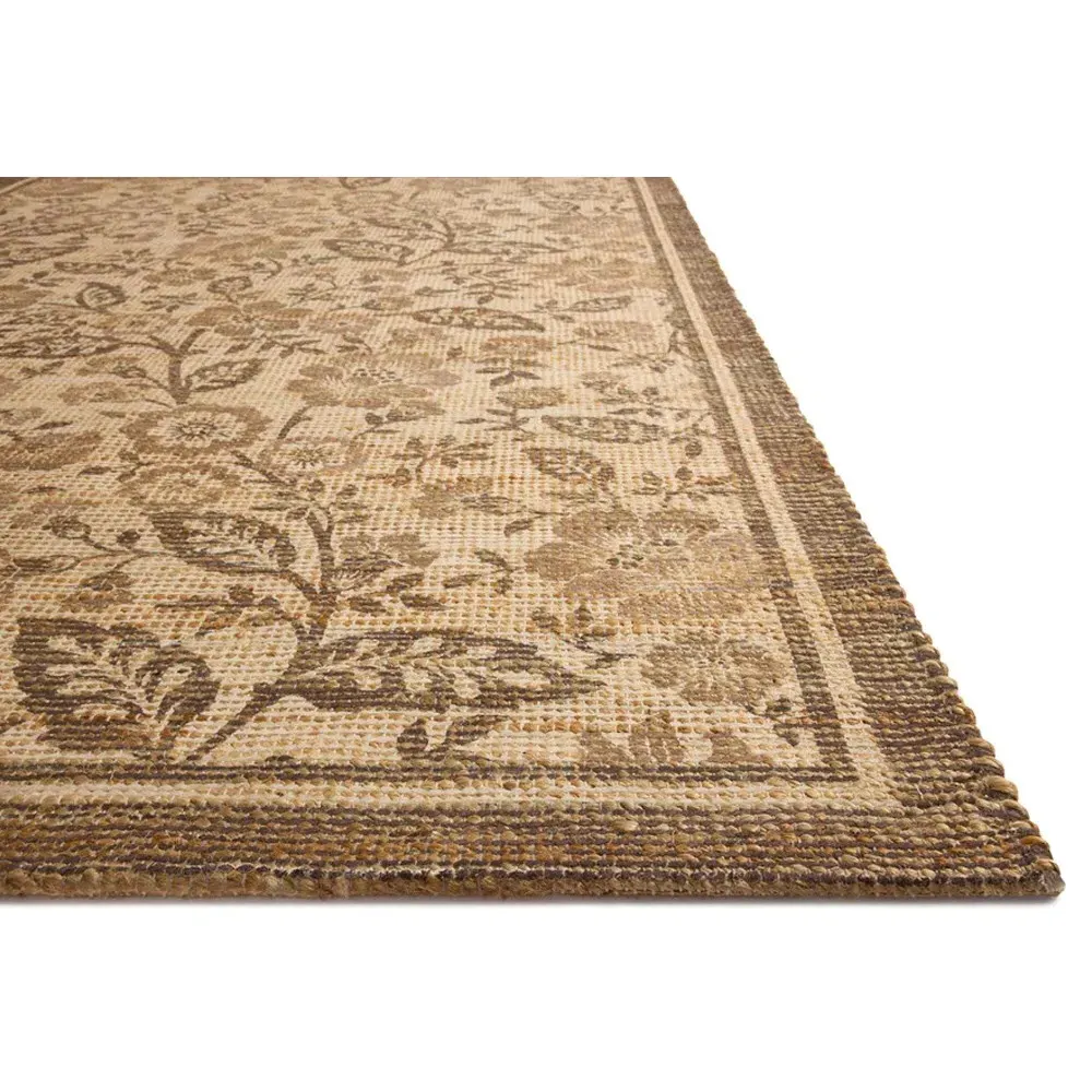 Naomi Floral Patterned Rug - Brown, Jute