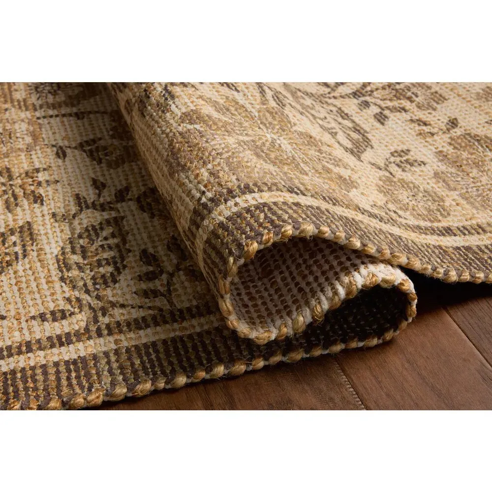 Naomi Floral Patterned Rug - Brown, Jute