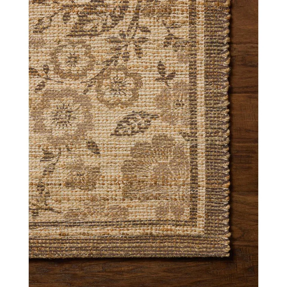 Naomi Floral Patterned Rug Sample - Brown, Jute