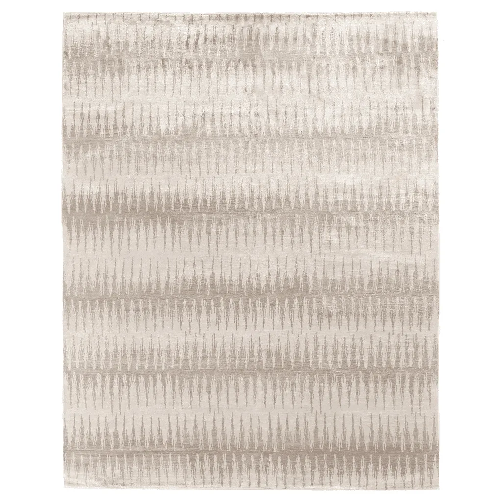 Naomi Ikat Patterned Hand Knotted Rug - Beige, Bamboo Silk