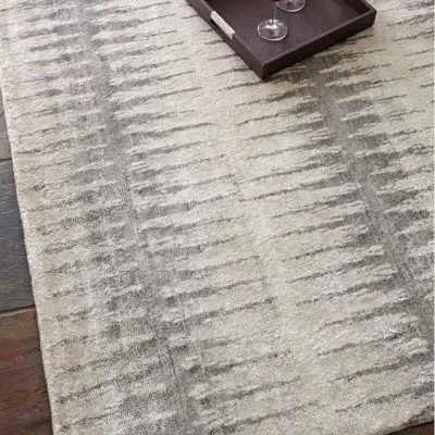 Naomi Ikat Patterned Hand Knotted Rug - Grey, Bamboo Silk