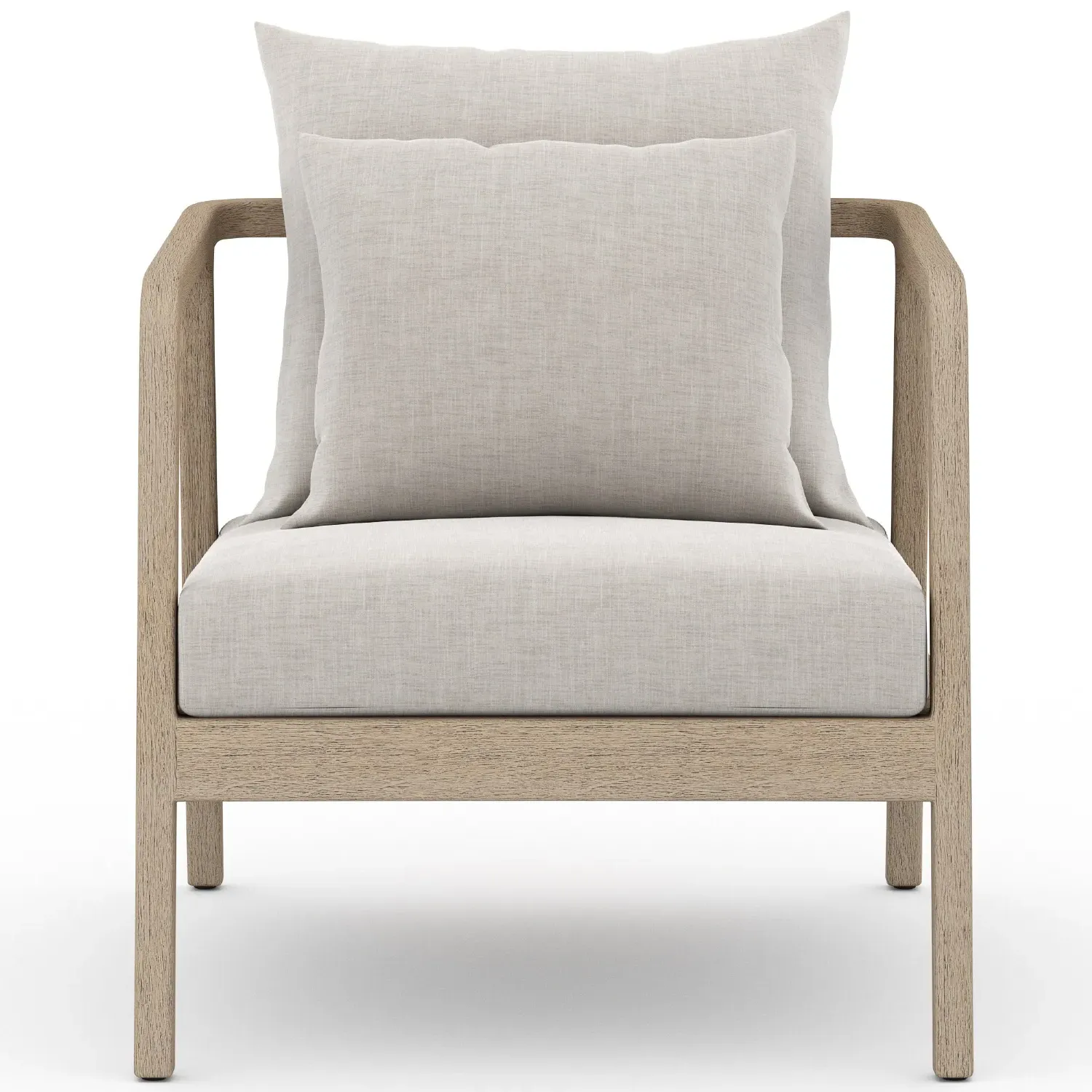 Naomi Outdoor Lounge Arm Chair - Light Grey, Teak